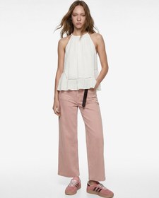 Resim Yüksek Bel Rahat Kalıp Cep Detaylı Geniş Paça Pantolon - Culotte Jeans 