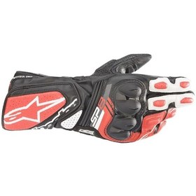 Resim Alpinestars Sp-8 V3 Korumalı Motosiklet Eldiveni Siyah Beyaz Kırmızı 