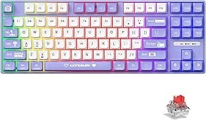 Resim Coverzone AJAZZ AK870 MC Kablolu Mekanik Oyun Klavyesi Mor Klavye Red Switch 