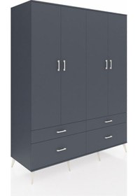 Resim Kronos Gardrop 10 Raflı 4 Çekmeceli 4 Kapaklı 176x59x221 Antrasit-antrasit Antrasit 