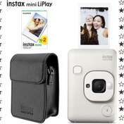 Resim Fujifilm Instax mini LiPlay Hybrid Misty White Fotoğraf Makinesi 20'li Film ve Deri Kılıf Hediye Seti 