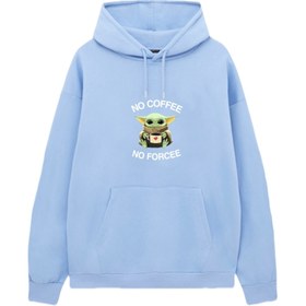 Resim VENHENA Baby Yoda Bebe Mavisi Kapüşonlu Sweatshirt - Hoodie 