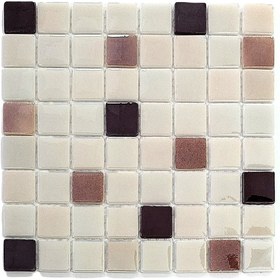 Resim MozaiKristaL Tüm yüzeyleri için 38x38mm P.Krem-P.Kahve-Kahve 31.5x51.5cm Fileli Cam Mozaik (10 File=1 m2 Fiyatı) 