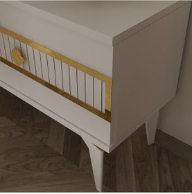 Resim Nova Tv Ünitesi Takımı Beyaz-Altın 