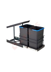 Resim Pyramıth Çöp Kovasi 12+12lt Antrasit Teleskopik Rayli Antrasit - Gri 