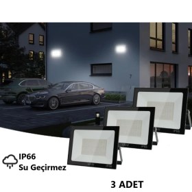 Resim Rultech 3 Adet LED Işık Projektör 100W Beyaz Işık 6500K 9000LM Bahçe Duvar Yol Aydınlatma Dış&iç Mekan 