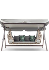 Resim Swing Saltanat Ahşap Rattan Salıncak Dış Mekan Bahçe Balkon Ve Te Ceviz 