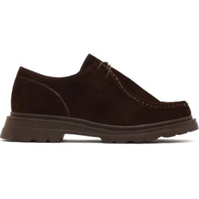 Resim Derimod Kadın Kahverengi Bağcıklı Süet Deri Maskülen Ayakkabı 25AFD420010 