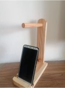 Resim dekomar Ahşap Kulaklık Standı-telefon Tutucu 