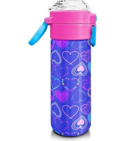 Resim Coral High Kids Açık Pembe Lavanta Kalp Desenli Pipetli Ve Direkt İçim Çelik Termos 500 Ml 31977 Lavanta - Pembe 
