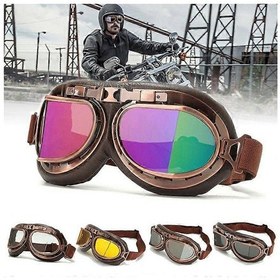 Resim Motosiklet Kask Gözlükleri Rüzgar Geçirmez Gözlükler Motorsiklet Steampunk Retro Havacı Kruvazör Off-road Modası Bakır Kenarlı Gözlükler Bakır Gri 