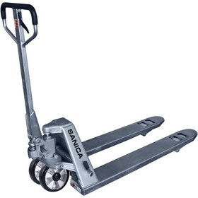 Resim Sanica 3000kg Kapasiteli 1800mm Kauçuk Tekerlekli Manuel Galvaniz Transpalet 