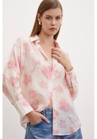 Resim Never More Organze Desenli Tül Gömlek Pembe Pembe 