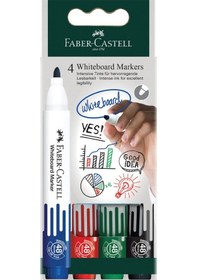 Resim Faber-Castell W20 Beyaz Tahta Kalemi 4'lü Set,Siyah, Kırmızı, Mavi, Yeşil,Silinebilir ve Doldurulabilir 