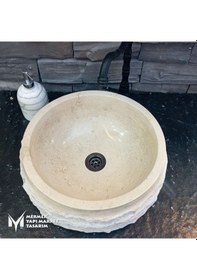 Resim Traverten Dışı Yatay Patlatma Silindir Lavabo 