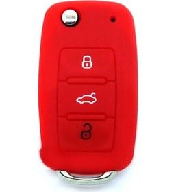 Resim Seat Uyumlu Leon Ibiza Altea Silikon Anahtar Kılıfı Kırmızı 