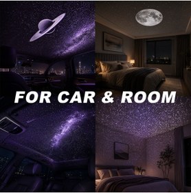 Resim Hevolt USB Galaksi Projektör 2’si 1 Arada - LED Gece Lambası - 360° Ayarlanabilir 3 Değiştirilebilir Filmli LED Projektör - Yatak Odası, Çocuk Odası & Araç İçi Ambiyans Işık 