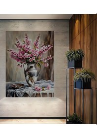 Resim Baharın Zarafeti Işıltılı Vazo Sulu Boya Görünümlü Ahşap Ev,antre,salon,mutfak,Yatak Odası Tablo--- 60 X 90 