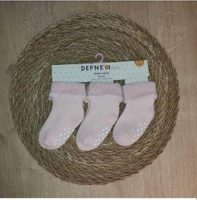 Resim Defne Baby 3 Çift Havlu Pamuklu Kaydırmaz Taban Kışlık Kız Çocuk Ve Bebek Soket Çorap-805 Pembe 