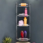 Resim Evistro Banyo Köşe Rafı Şampuanlık Krom Kaplama 4 Katlı 