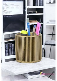 Resim Kalemlik Altın Eskitme Renk Masa Kalemliği Organizer Kalemlik Model 1 Çok REnkli 