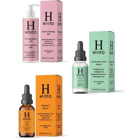 Resim Hoito yüz temizleme jeli 200ml & hyalüronik asit serum 30ml & c vitamini serumu 30ml 3'lü 