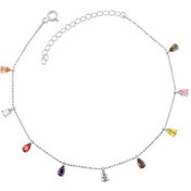 Resim 925 Ayar Gümüş Renkli Damla Kadın Halhal 