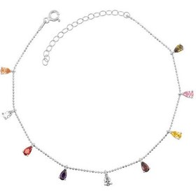 Resim 925 Ayar Gümüş Renkli Damla Kadın Halhal 