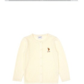 Resim U.S. Polo Assn. Kız Çocuk Krem Düğmeli Bisiklet Yaka Triko Hırka 50316292-VR256 