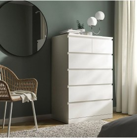 Resim IKEA 6 çekmeceli şifonyer, beyaz, 80x123 cm 