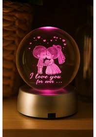 Resim Romantik Işıklı Kristal Küre I Love You Forever Rgb Led Işıklı Pilli 