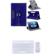 Resim Hometech Alfa 8tx Kılıf Uyumlu Standlı Kablosuz Bluetooth Klavye Mouse Set Kılıf 