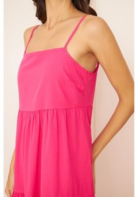 Resim Darlin Moda Fuşya İnce Askılı Katlı Elbise Dm1034 Fuşya 