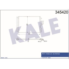 Resim KALE OTO Radyatör 345420 Klima Radyatörü Sportage İx35 10- 538X383X13 Oto.-Mek. Al Al 