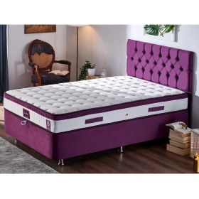 Resim Niron Violet Yatak Seti 120x200 cm Tek Kişilik Yatak Baza Başlık Takımı - Orta Sert Yatak Mor Baza ve Başlığı 