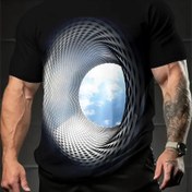 Resim Erkekler için yeni bir rahat 3D vortex baskılı, büyük yuvarlak boyunlu, şık, benzersiz ve ilginç bir gökyüzü grafikli tişört. 
