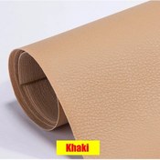 Resim Kendinden Yapışkanlı Deri Yama Kanepe Tamir Yenileme Deri Etiket Mobilya Masa Khaki 10x20cm 