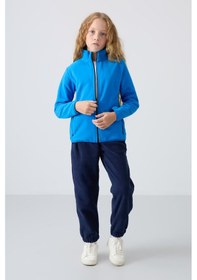 Resim Tommy Life Saks Kalın Yumuşak Dokulu Standart Fit Nakışlı Polar Kız Çocuk Sweatshirt - 75154 Saks Mavi 