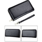 Resim Hakiki İnek Derisi Deri Litchi Doku Fermuar Uzun Stil Kartlıklı Cüzdan Rfıd Engelleme Bozu Çantası Kadın Cüzdan & Kartlık 42083597 Siyah Siyah 