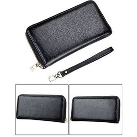 Resim Hakiki İnek Derisi Deri Litchi Doku Fermuar Uzun Stil Kartlıklı Cüzdan Rfıd Engelleme Bozu Çantası Kadın Cüzdan & Kartlık 42083597 Siyah Siyah 