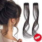 Resim 2 adet Uzun Yan Perçem, Dalgalı Kıvırcık Klipsli Perde Perçem, Ön Yüzlü Peruk, Vurgu Yüz Çerçevesi, Kadın Günlük Kullanım, Yüksek Sıcaklık Fiber Saç Malzemesi 