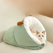 Resim Modern Salyango Şeklinde Kedi Yatağı Evi ve Kondosu, Peluş PP Pamuk ile Rahat Evcil Hayvan Mağarası, Şarj Edilemeyen - Yumuşak, Sıcak Yuva Kediler ve Küçük Köpekler İçin, Birden Fazla Boyut Mevcuttur 