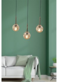 Resim Liza 3 Lü Gold-siyah Metal Gövde Bal Rengi Camlı Tasarım Lüx ... Gold 