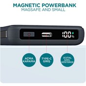 Resim nexnova Phixi Force PW14 10000mAh 22.5W Kendinden Kablolu MagSafe Powerbank - Kablosuz Mini Şarj Cihazı - 1 