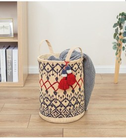 Resim Kilim Yuvarlak Sepet Kahverengi 