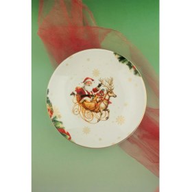 Resim Bursa Porselen Dekor Christmas Reindeer Altın Yaldızlı Porselen Salata Kasesi 