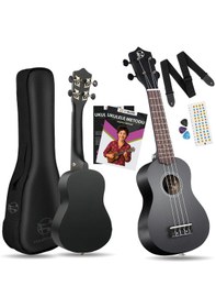 Resim Fourtune Nova UKS-21BK Gül Ağacı Siyah Soprano Ukulele Seti 