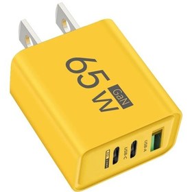 Resim Gan Hızlı Şarj 65 W Usb-c Şarj Cihazı Şarj Cihazı Pd Hızlı Şarj 3.0 Duvar Us Yellow ' Beyaz 
