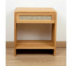 Resim Wooden Decoration Ahşap Rattan Çekmece Detaylı Komodin 