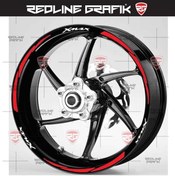 Resim Redline Grafik Yamaha Xmax Jant Şeridi Kırmızı Beyaz 